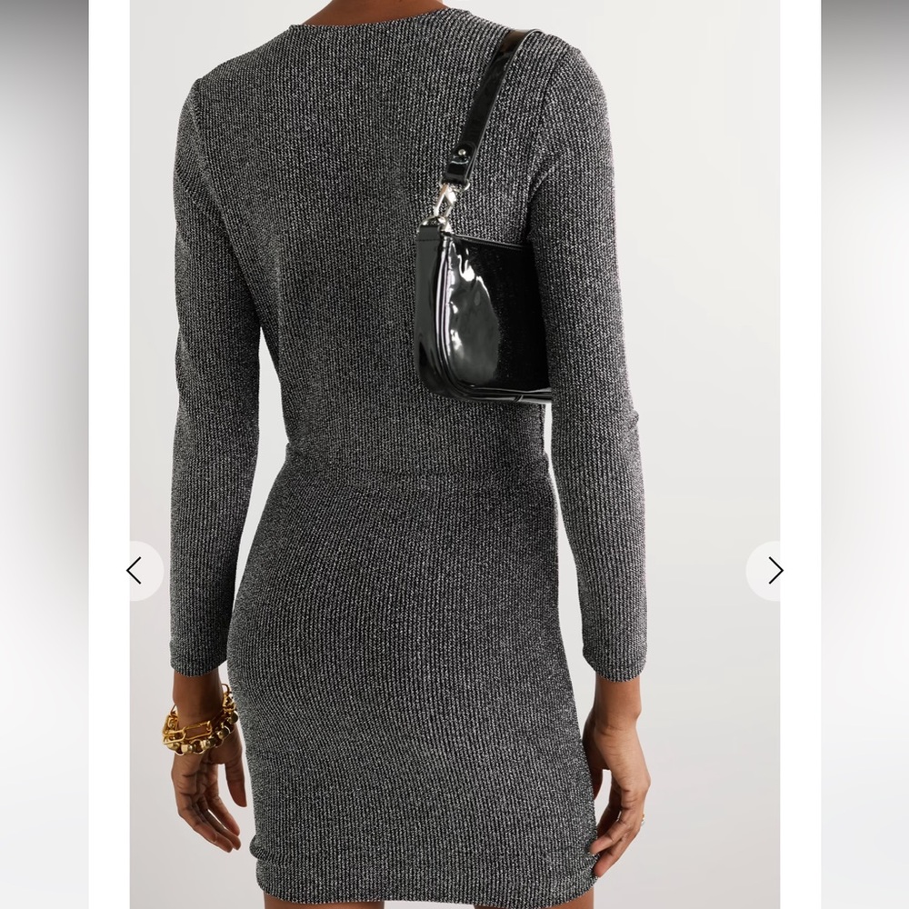 Noize Ruffled Wrap-effect Metallic Ribbed-knit Mini Dress - Picture 5 of 11